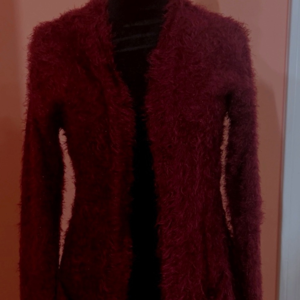 Women’s Chenille Maroon Cardigan